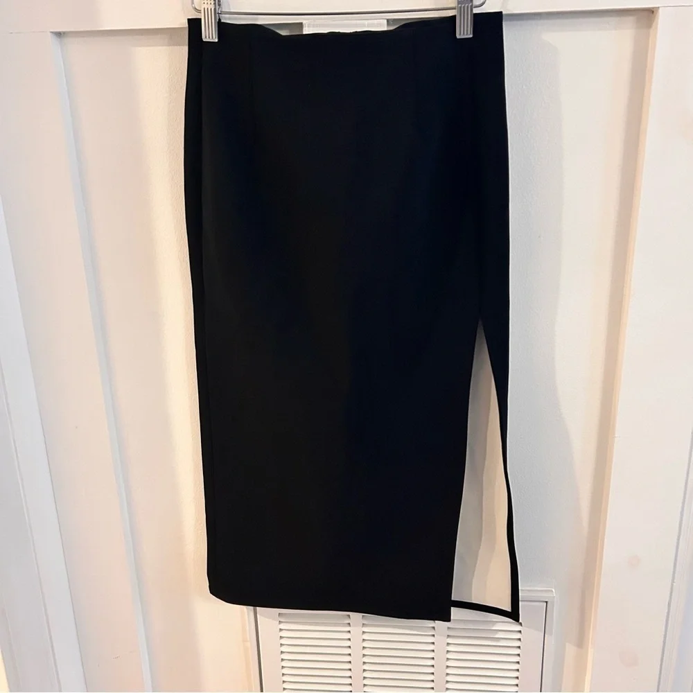 INTERMIX Black Scuba side slit Pencil Skirt small